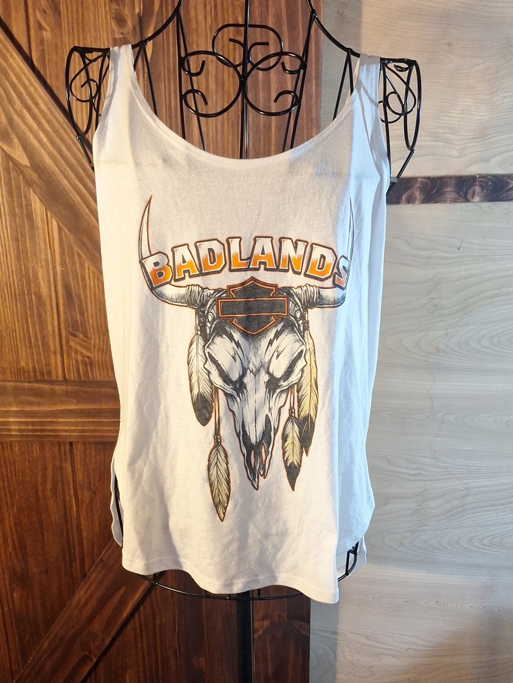 Harley Davidson Badlands White Graphic Tank Top